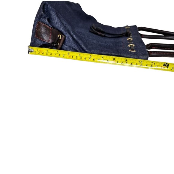 Vintage Dooney & Bourke Denim Tote Leather Trim Double Handles Eyelet - Picture 7 of 16